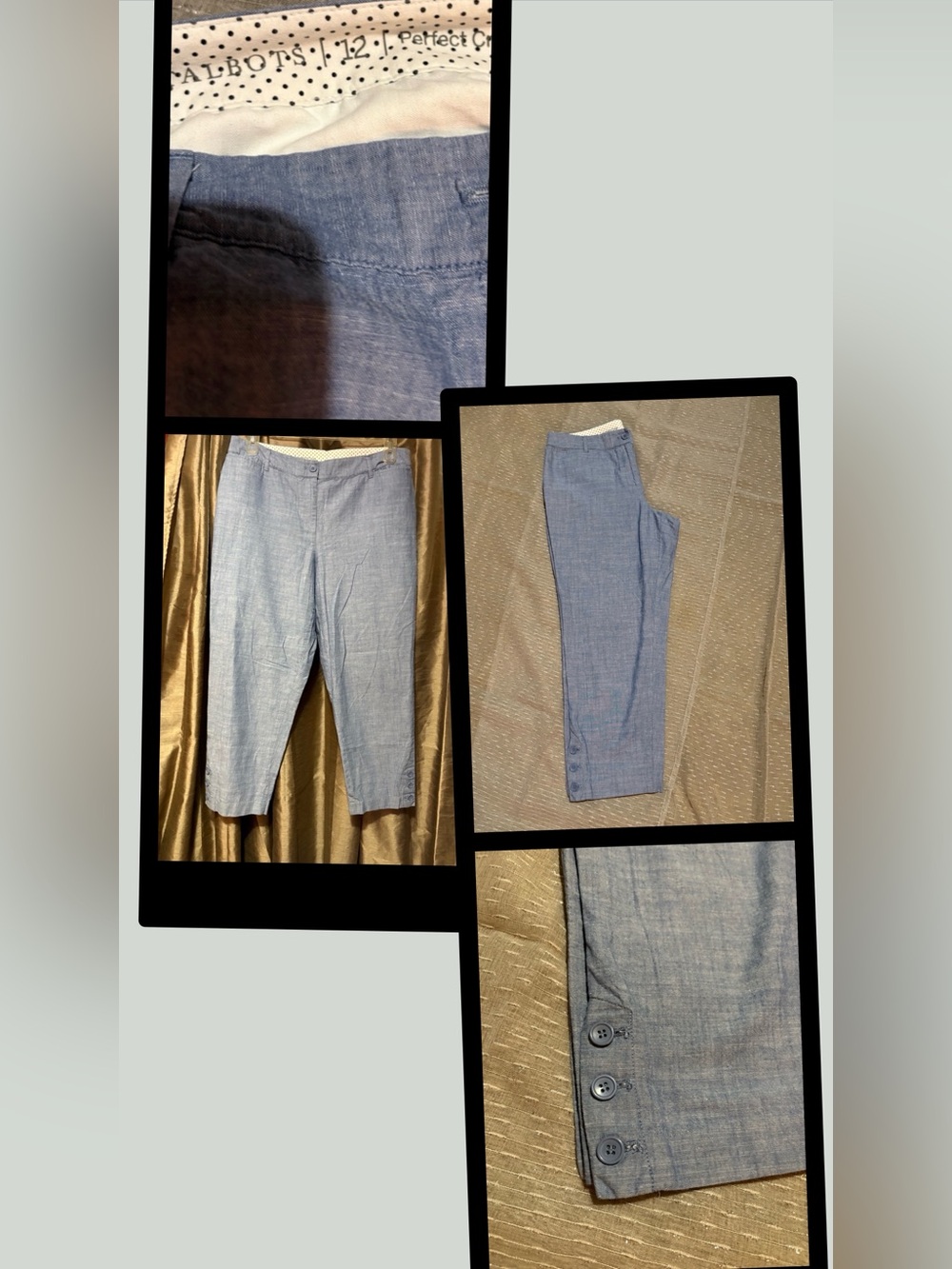 Talbots Light Blue Cropped Linen-Blend Ankle Pants #2023